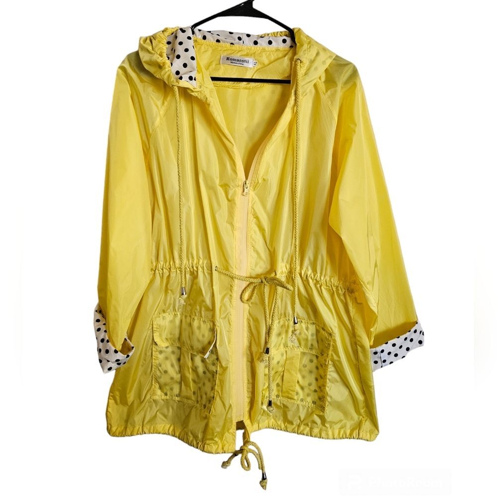Romanstii Yellow Polka Dot Windbreaker/ Raincoat Size XL